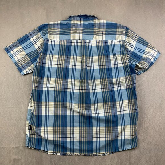 Patagonia Mens Shirt XL Blue Plaid Button Up Short Sleeve Nylon Blend Outdoor - Picture 6 of 7